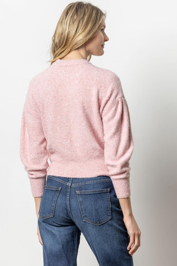 Pleated Sleeve Crewneck Peony