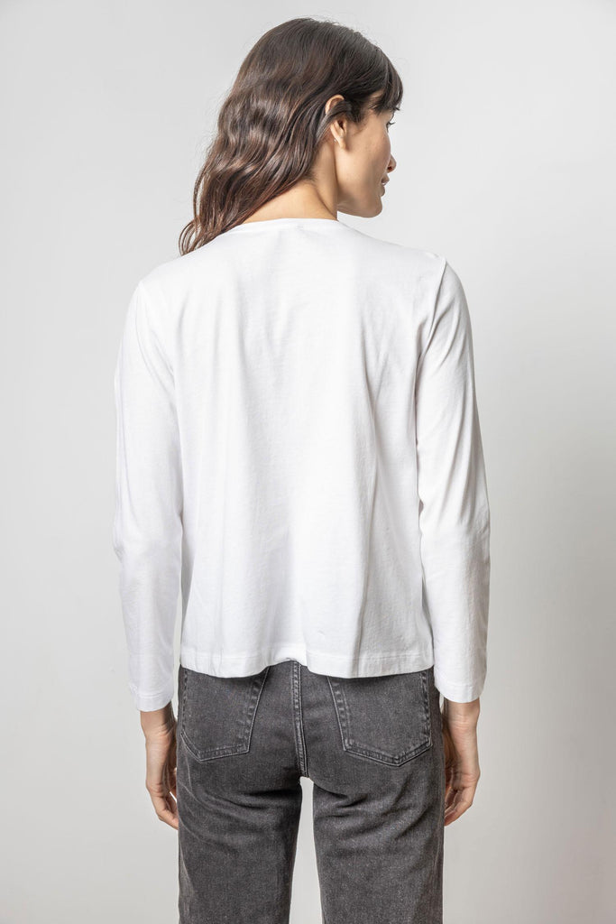 Front Seam Long Sleeve Tee - White