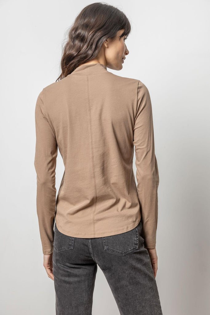 Long Sleeve Mock Neck Tee - Shiitake