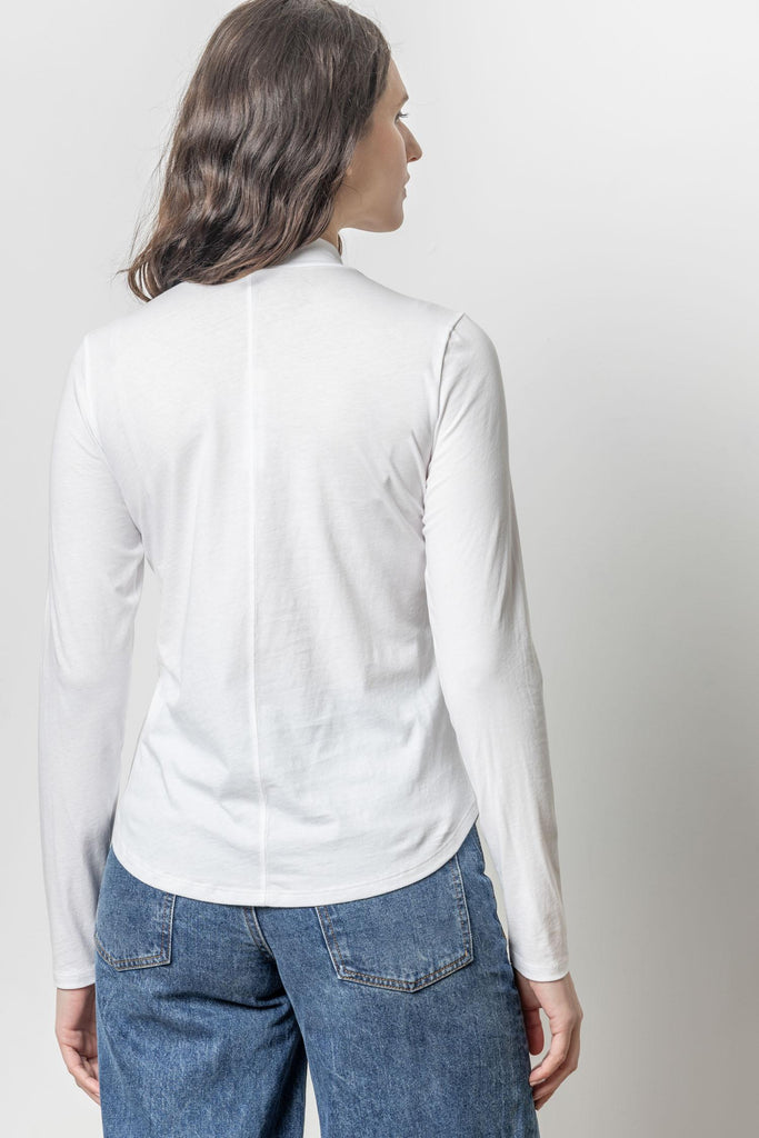 Long Sleeve Mock Neck Tee - White