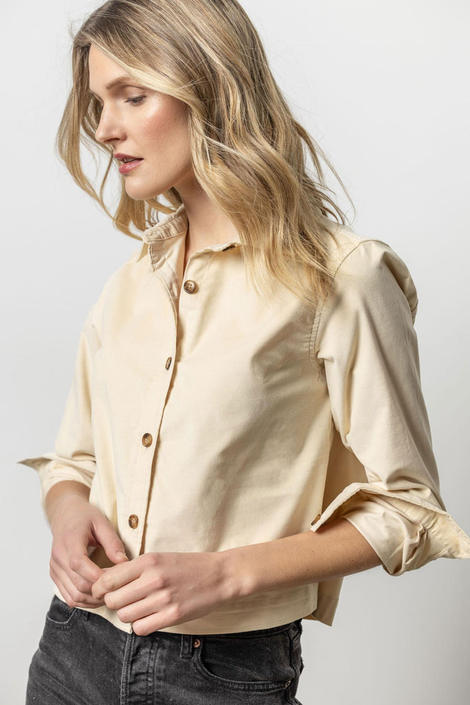 Corduroy Button Down Winter White