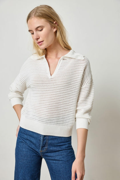 Scalloped Collar Sweater - White