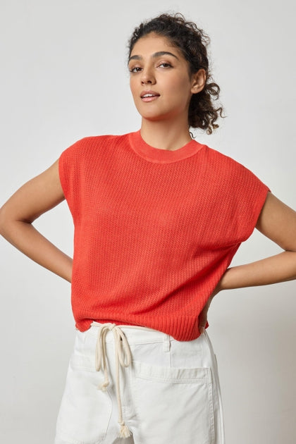 Short Sleeve Crewneck Sweater Begonia