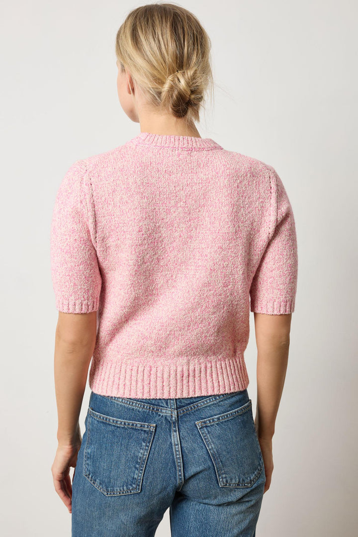Short Sleeve Marled Pullover - Rosebud Marl