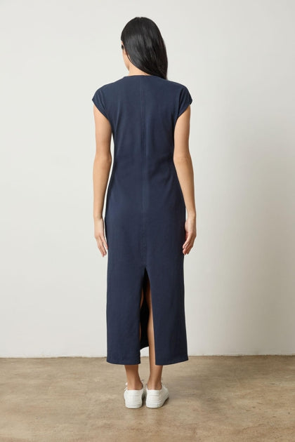 Side Tuck Maxi Dress - Navy