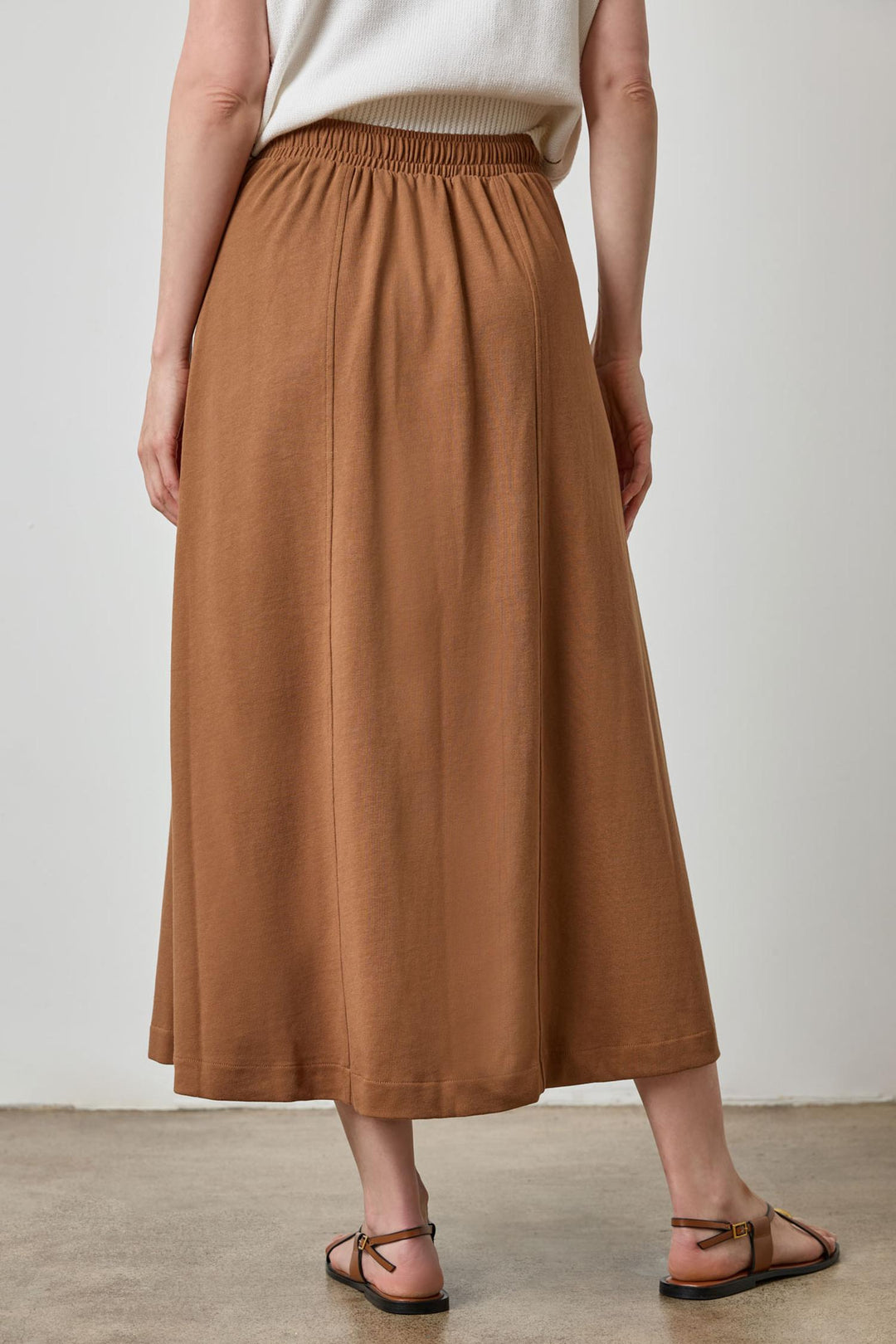 Drawcord Paneled Skirt in Toffee