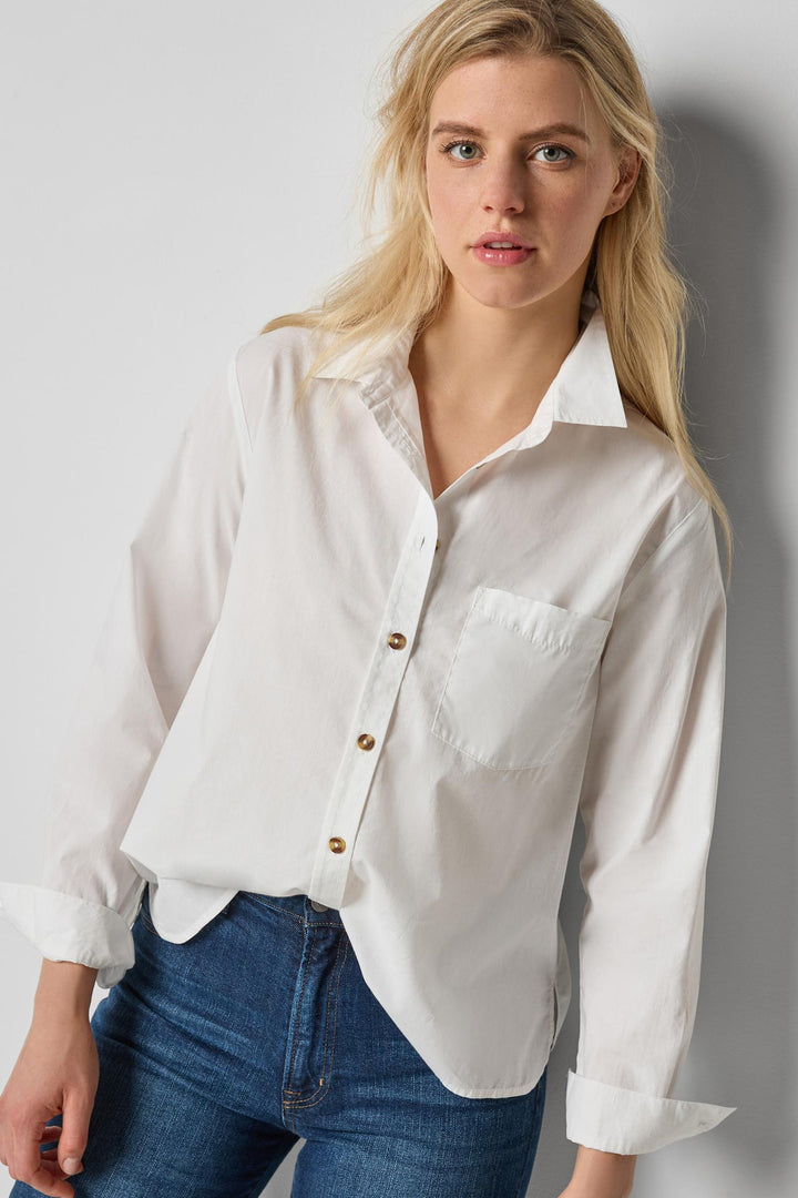 Striped Button Down Shirt in White
