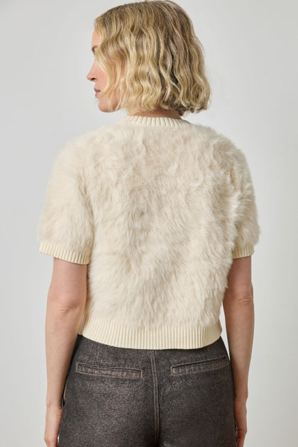 Short Sleeve Brushed Crewneck- Ivory