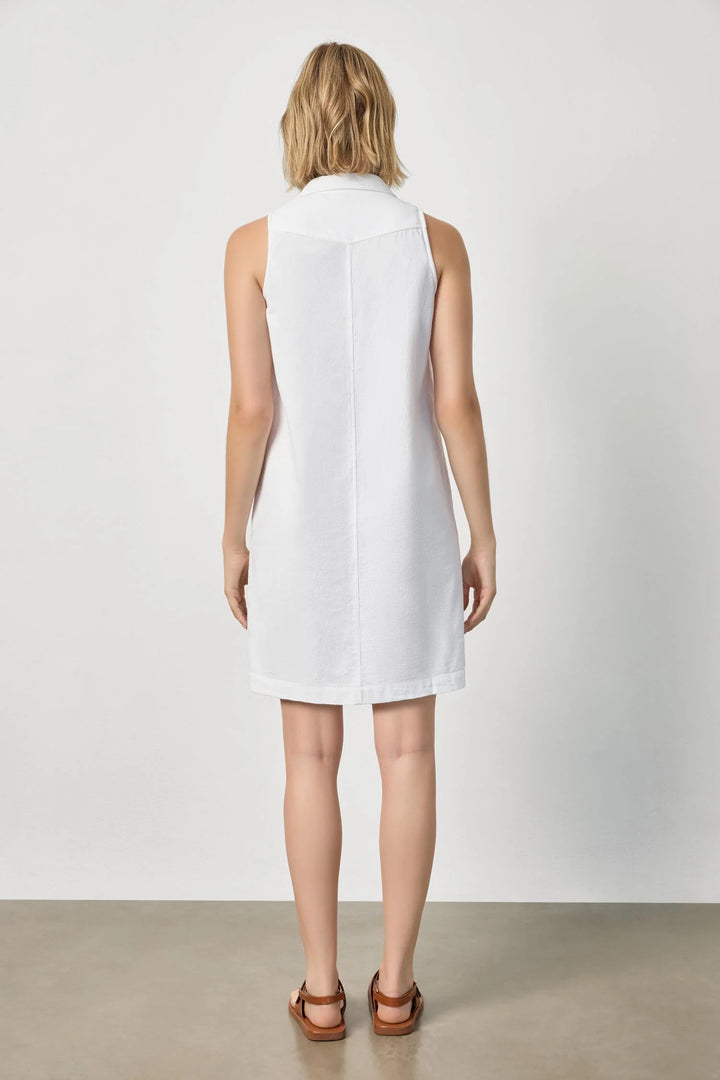 Sleeveless Pleat Pocket Dress - White