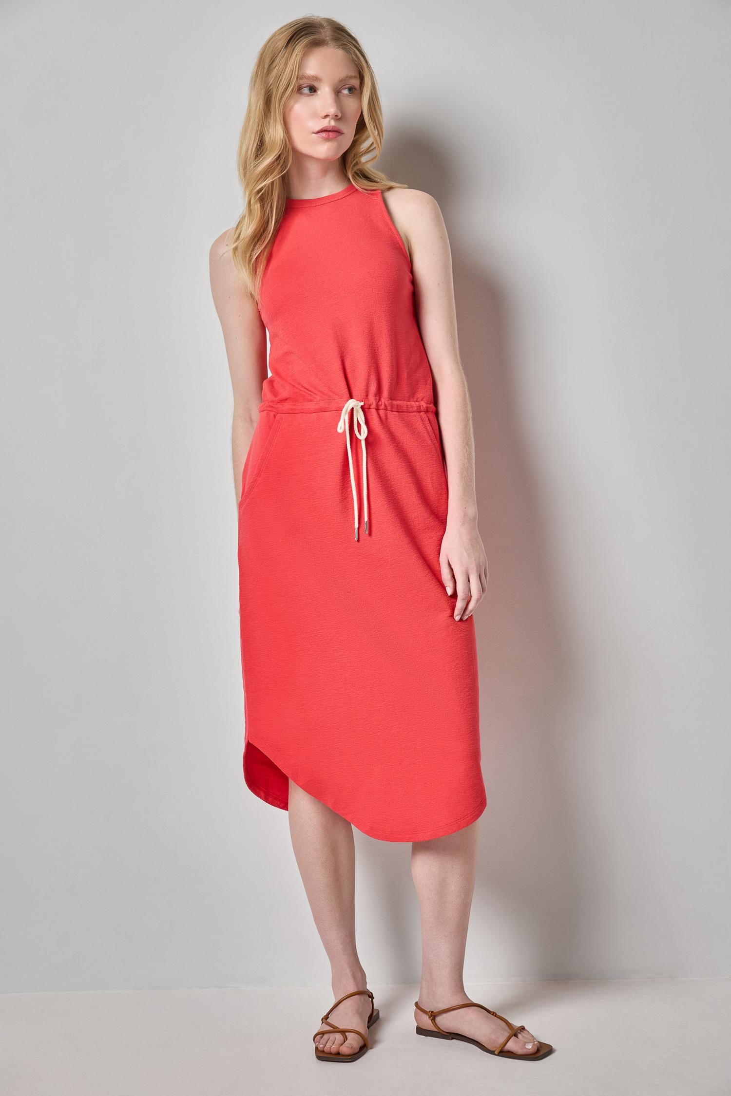 Textured Terry Shirttail Midi - Zinnia