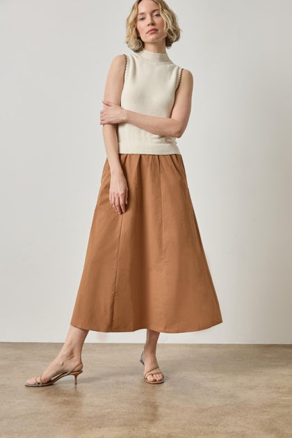 Mixed Media Mock Neck Dress - Rope