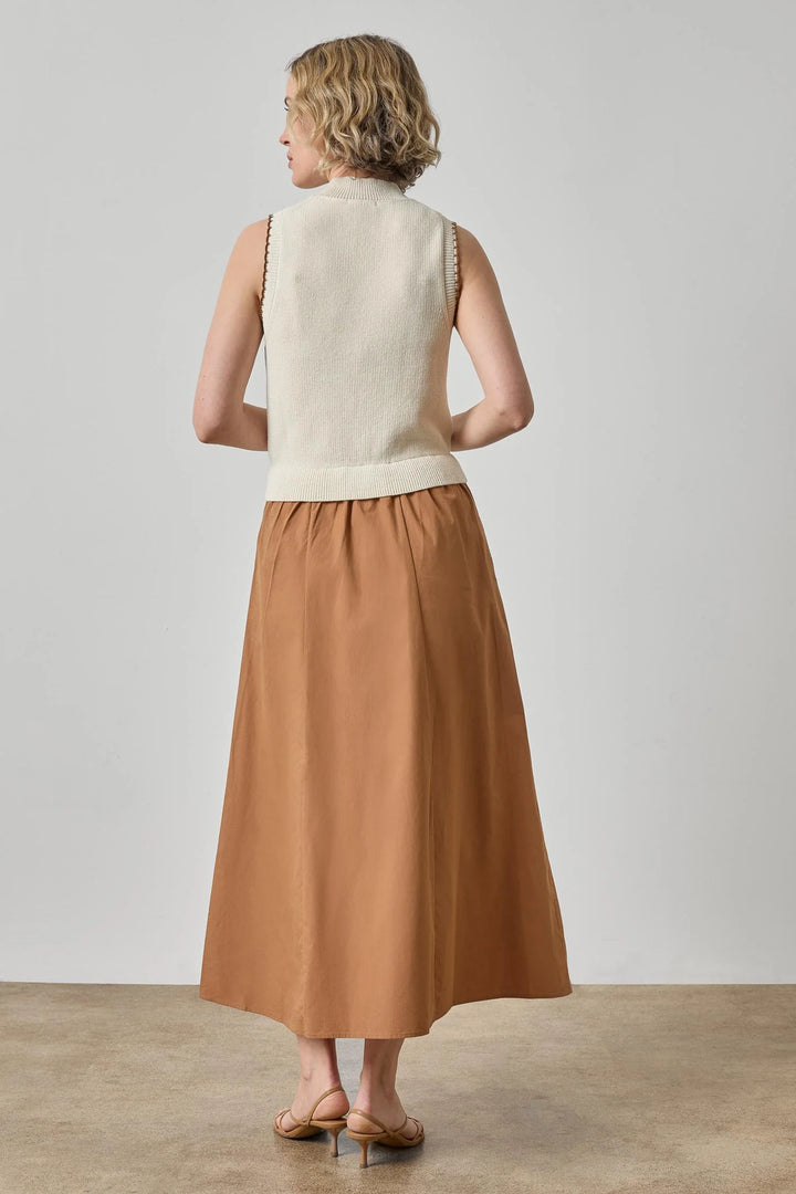 Mixed Media Mock Neck Dress - Rope