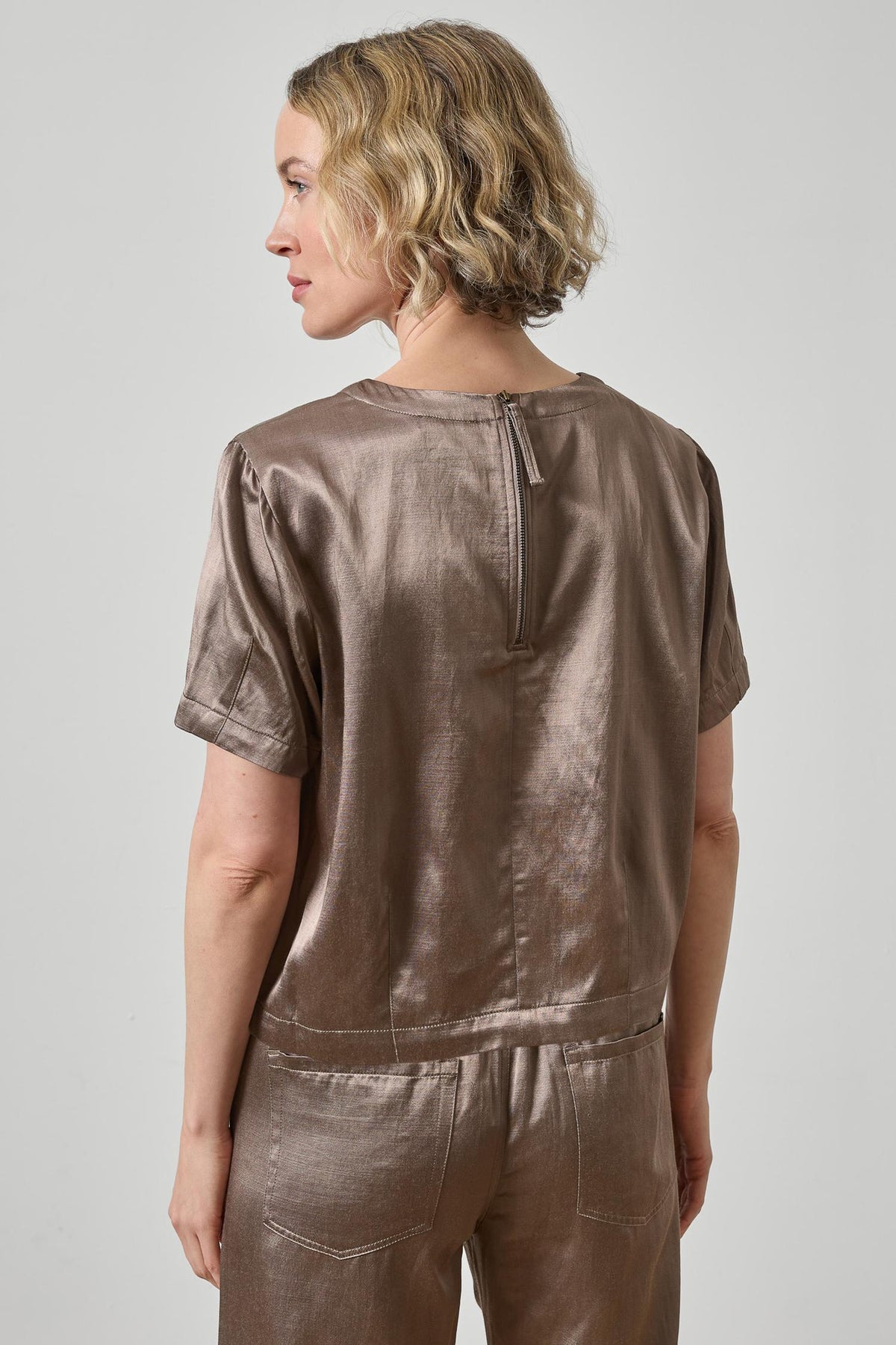 Slub Woven Darted Top - Shiitake
