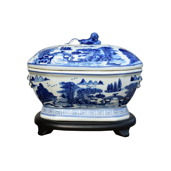 BMH - Blue Village Scene Porcelain Tureen