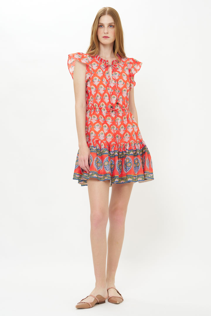 Cinched Flirty Short Dress - Panta Red