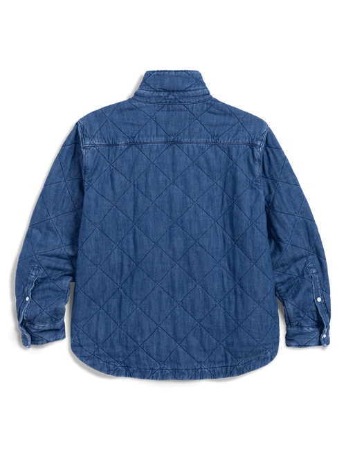 Quiltede Eileen Denim Jacket - Distressed Indigo