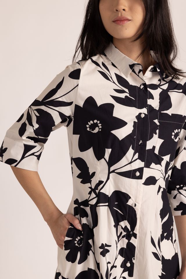 Justine Dress - Black Cream Floral