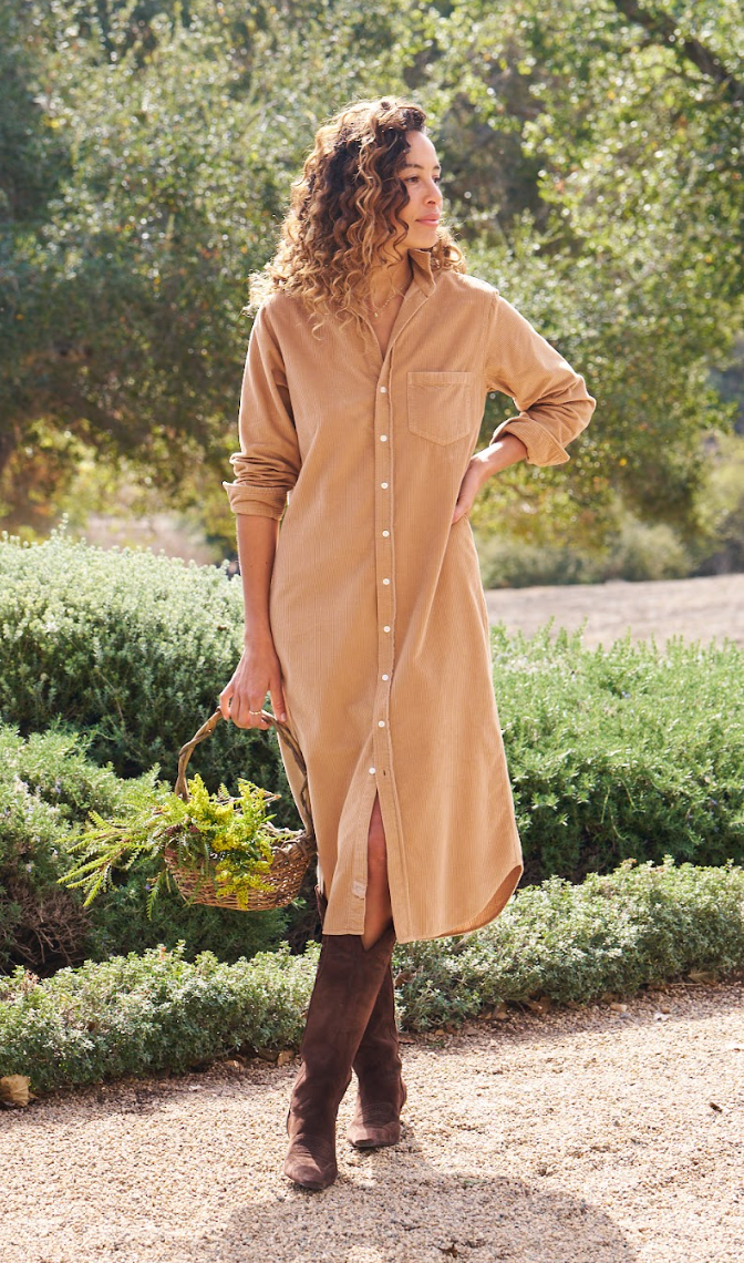 Rory Maxi Shirtdress - Corduroy Camel
