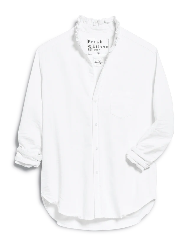 Eileen Ruffle Collar Button-Up-White