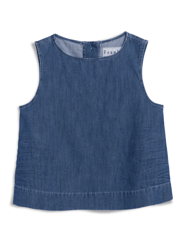 Shell Tank - Distressed Indigo Washed Denim