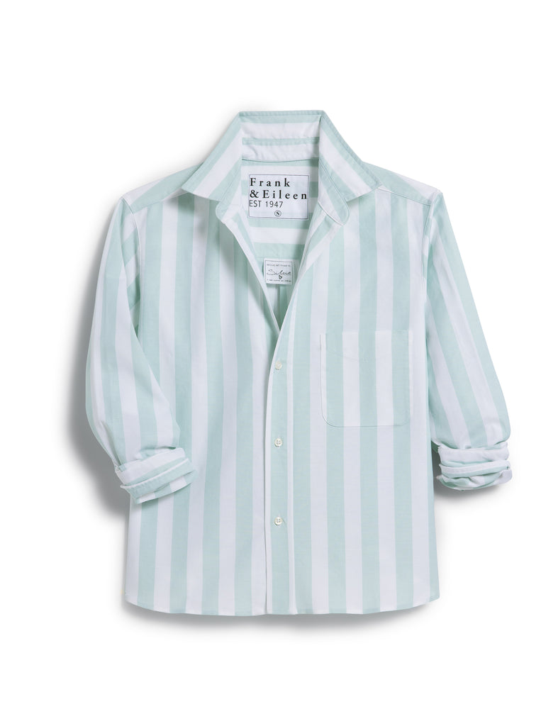 Silvio Untuckable Button Up Wide Sage Stripe Shirt