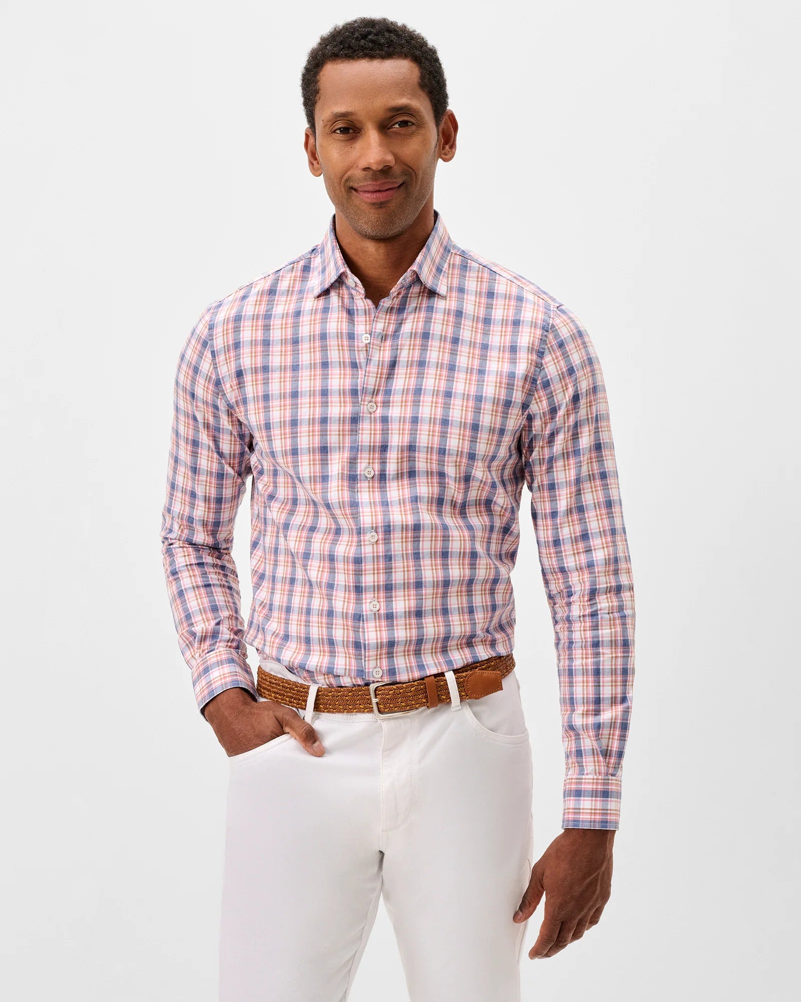 Slub Cotton Button Down Shirt-Jordi Plaid