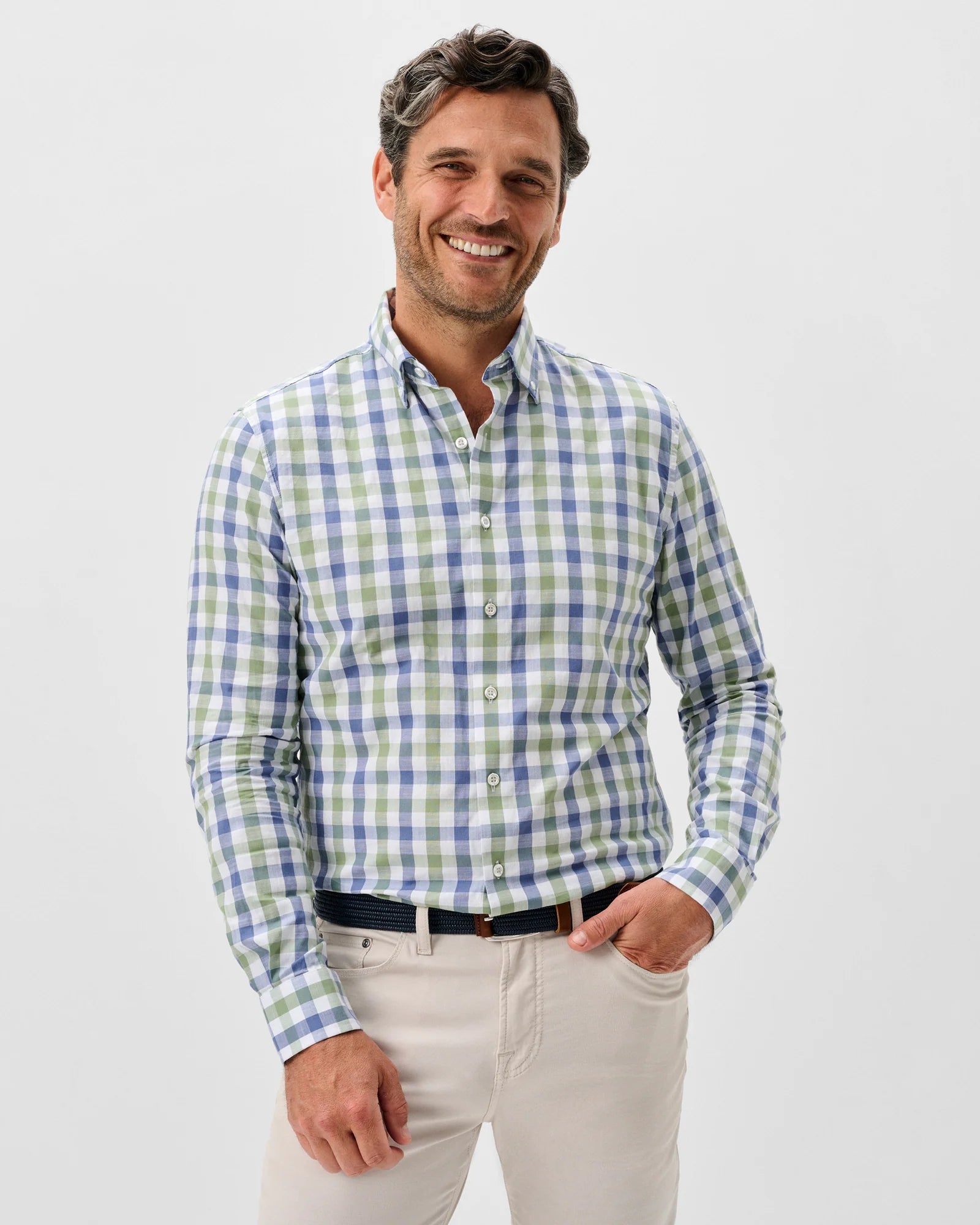 Slub Cotton Button Down Shirt-Candler Forest