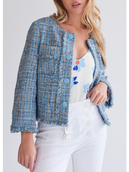 Boxy Jacket Blue Tweed