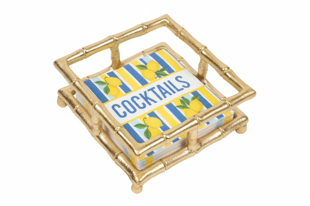 BMH - Gold Bamboo Cocktail Napkin Holder