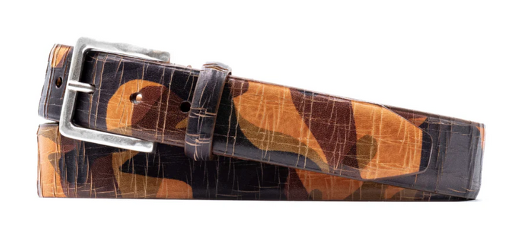 Beau Italian Camo Saddle Leather Belt-Tan Camo