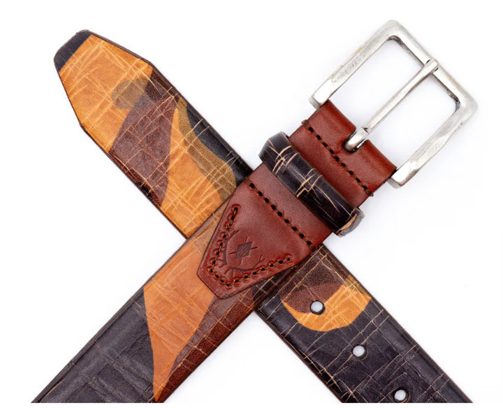 Beau Italian Camo Saddle Leather Belt-Tan Camo