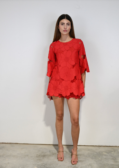 Camilla Short Caftan - Red Floral