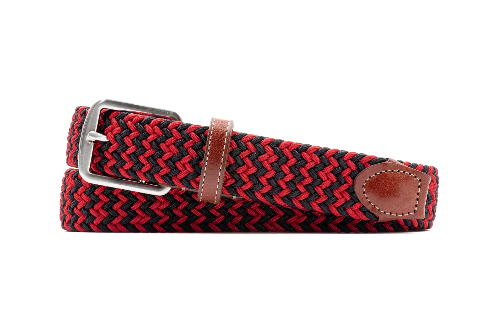 Collegiate Newport Woven Italian Belt - Red/Black