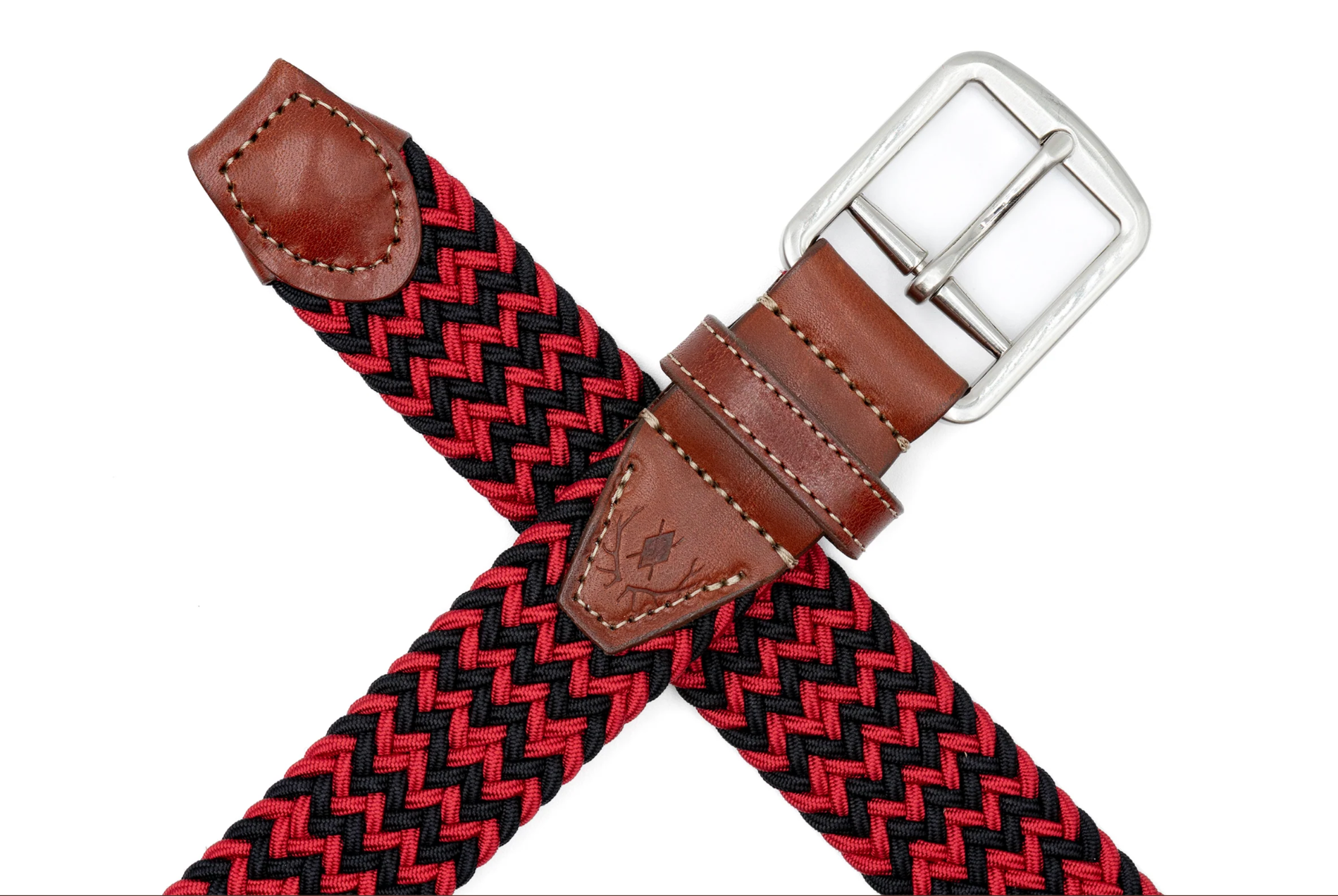 Collegiate Newport Woven Italian Belt - Red/Black
