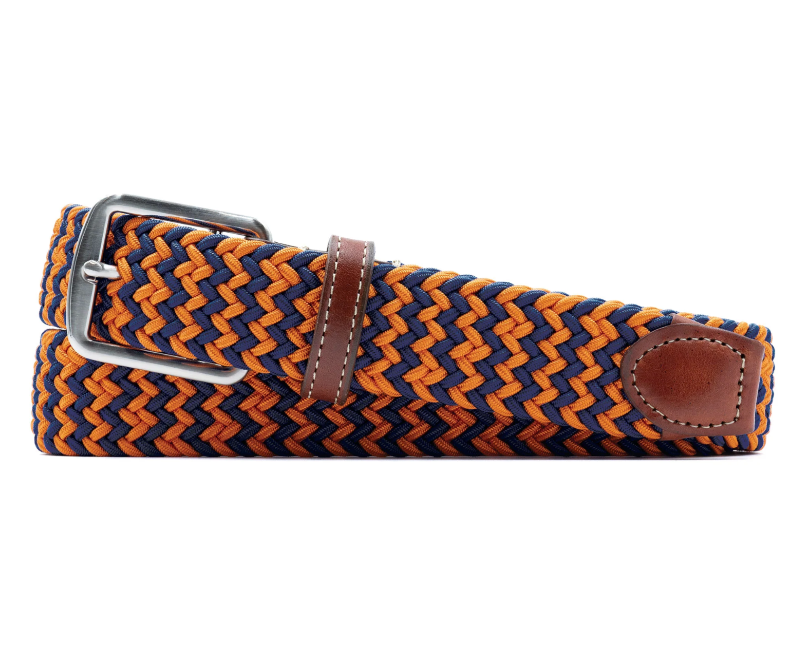 Collegiate Newport Woven Italian Belt - Navy/Orange