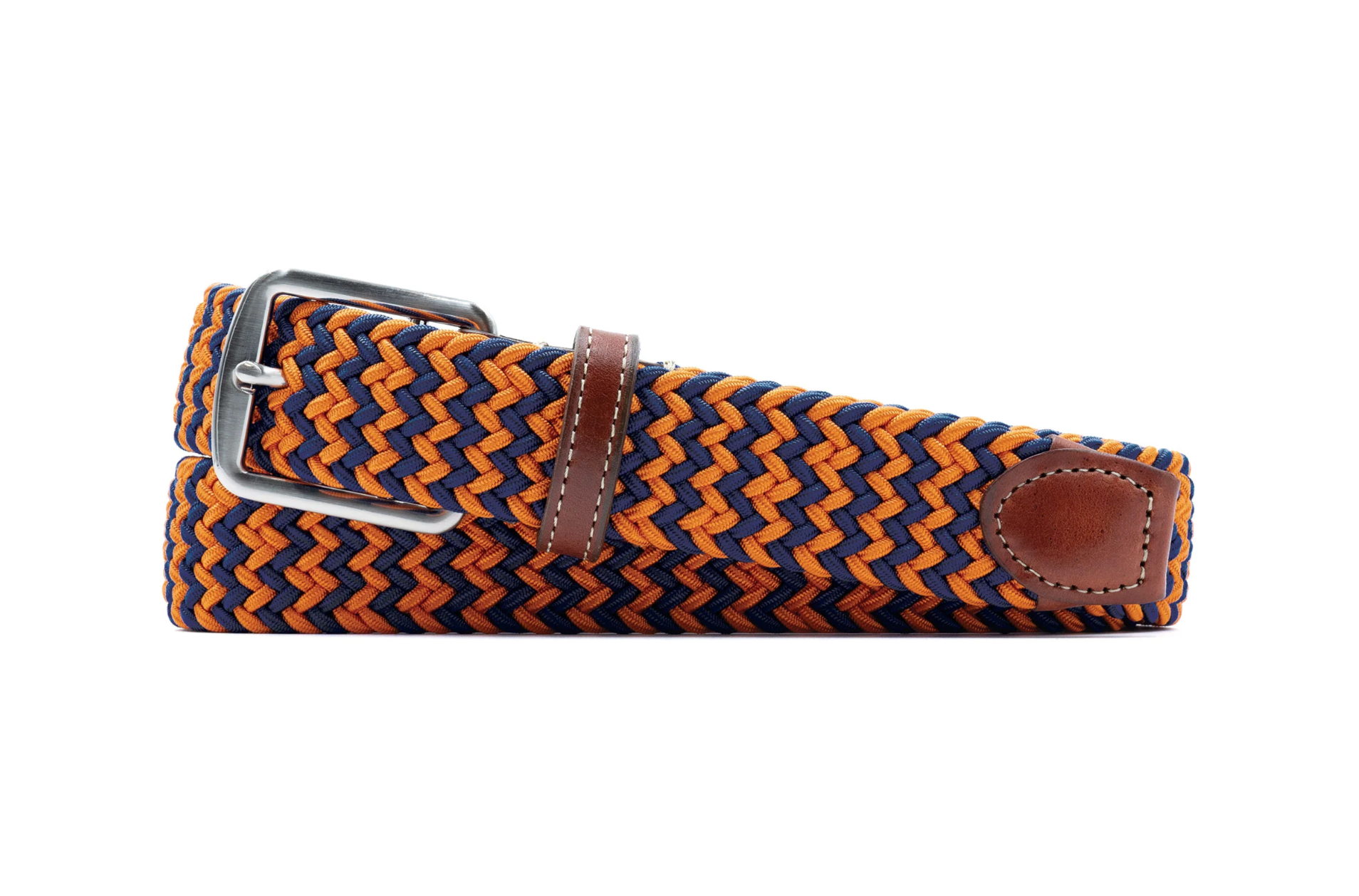 Collegiate Newport Woven Italian Belt - Navy/Orange