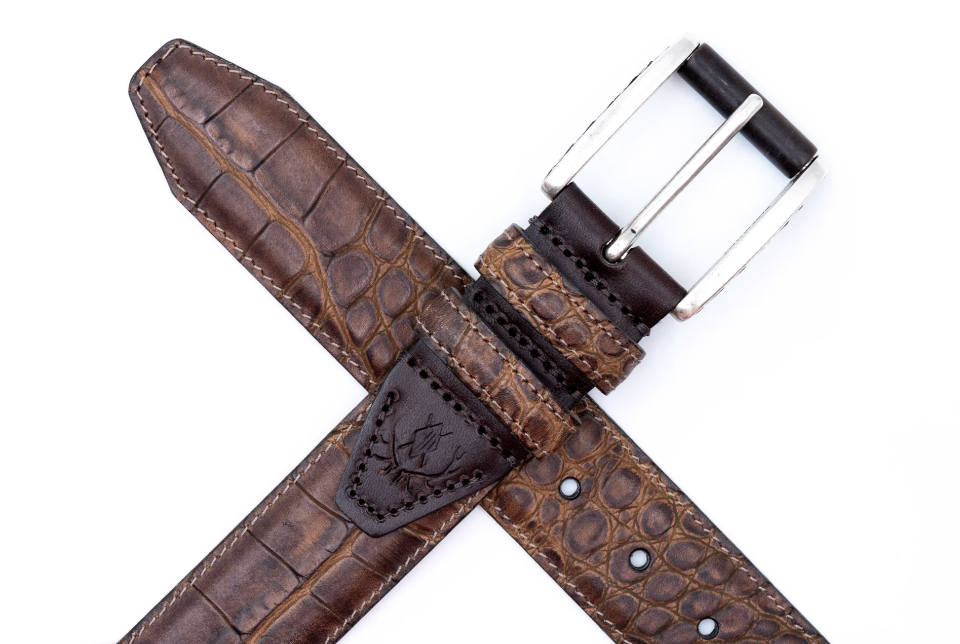 Holden Italian Alligator Grain Saddle Leather Belt-Aged Bark