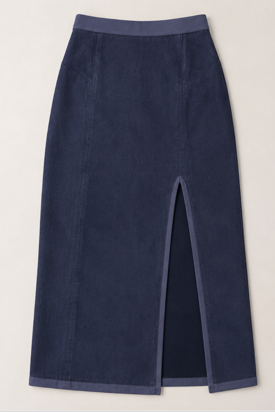 Cassie Skirt - Navy Suede