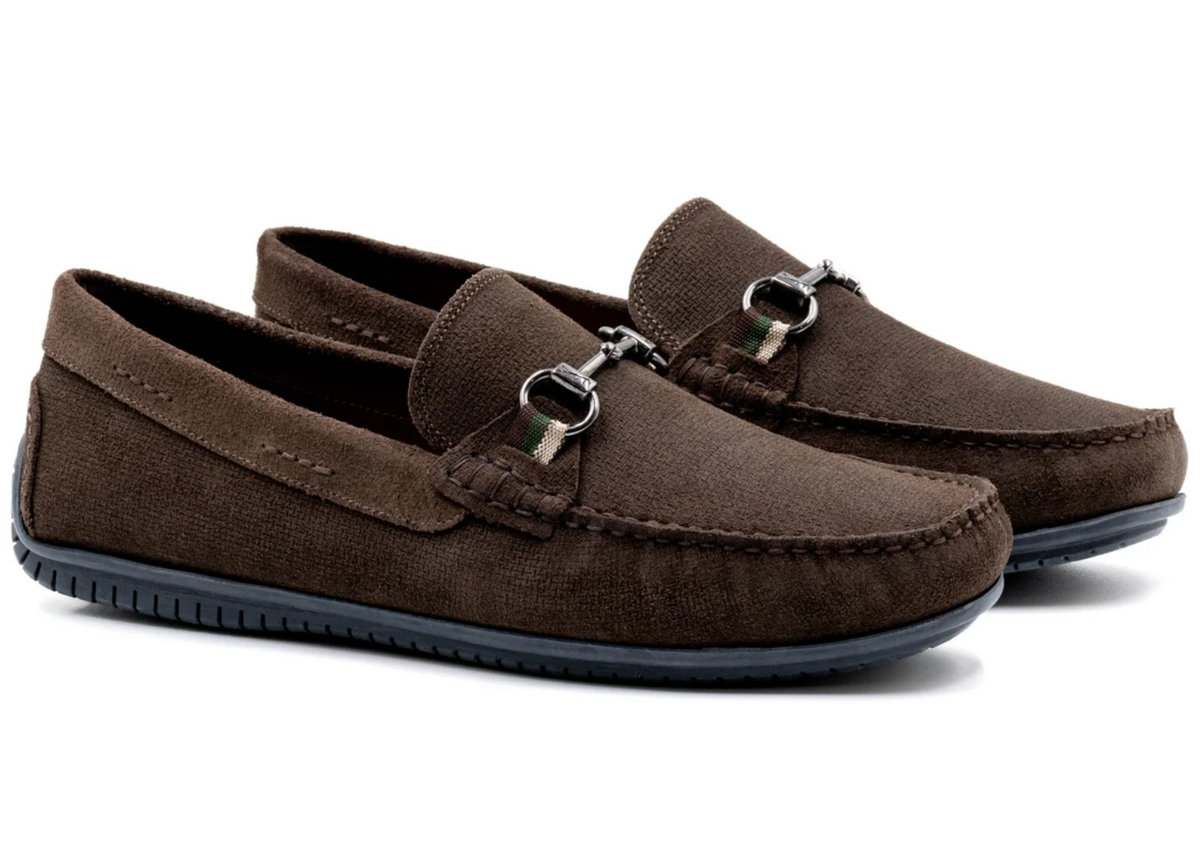 Bermuda Suede Horse Bit Loafers-Walnut