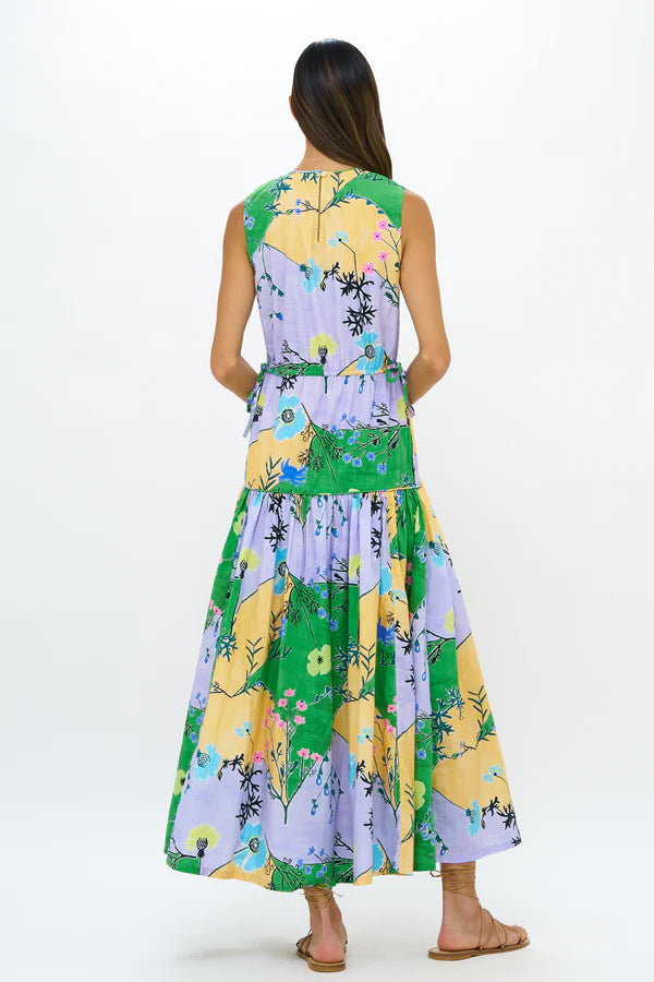 Sleeveless Piped Maxi in Stockholm Green
