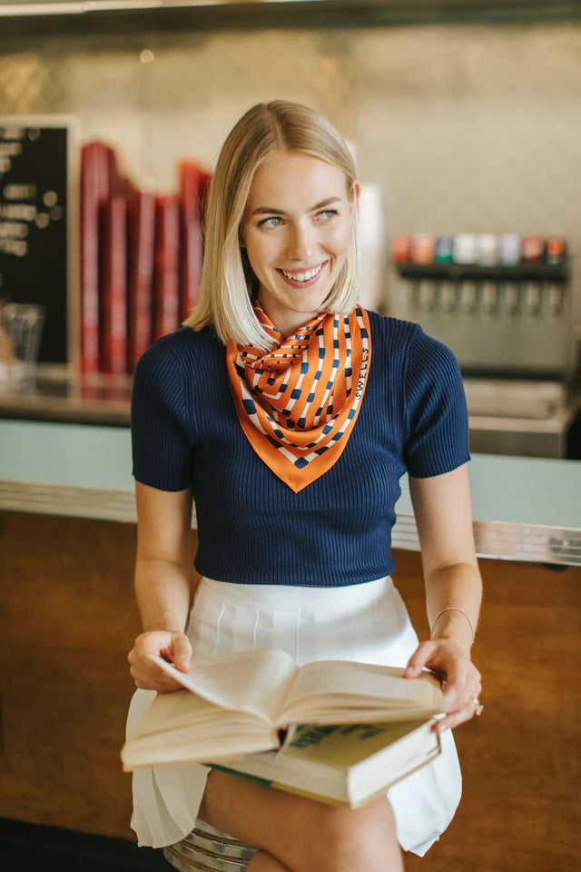 Orange + Navy Scarf