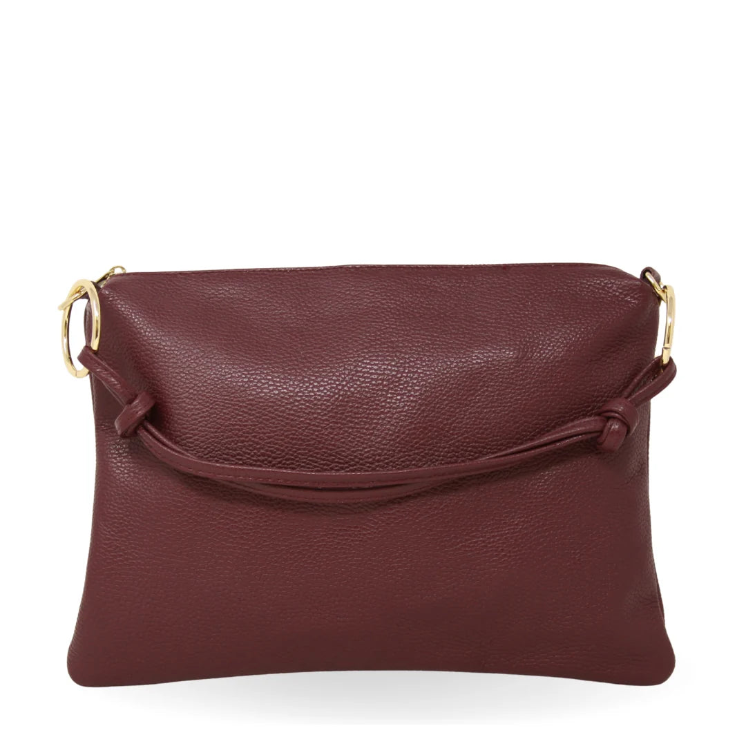 Leather Top Handle Crossbody Bag - Burgandy