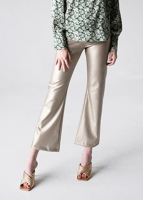 Elastic Waist Pants in Gold Leather