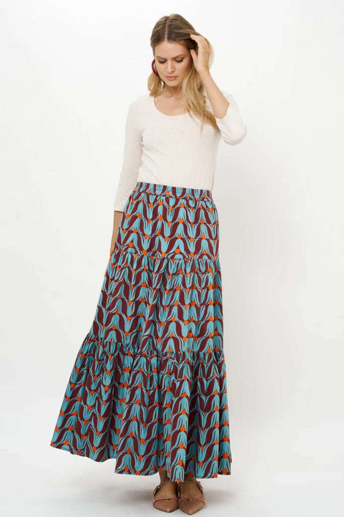 Tiered Maxi Skirt Tulip Orange