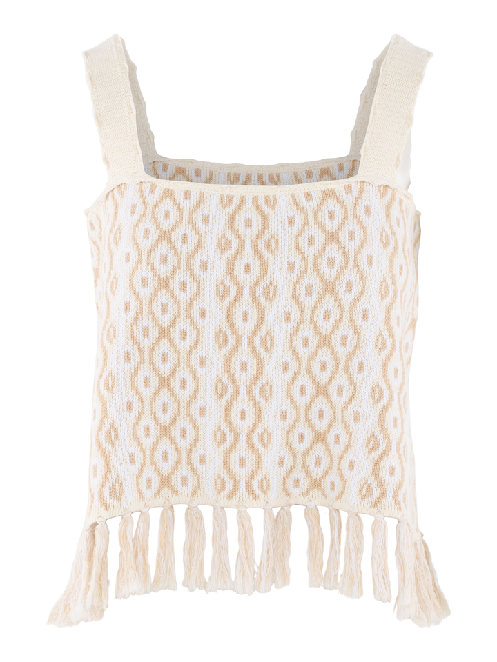 Capri Knit Tank - Blanc Petals