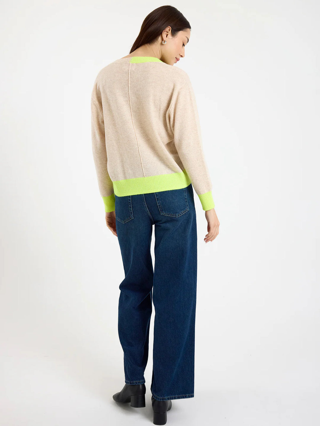 Color Pop Maria Cashmere V Neck Jumper - Cygnet