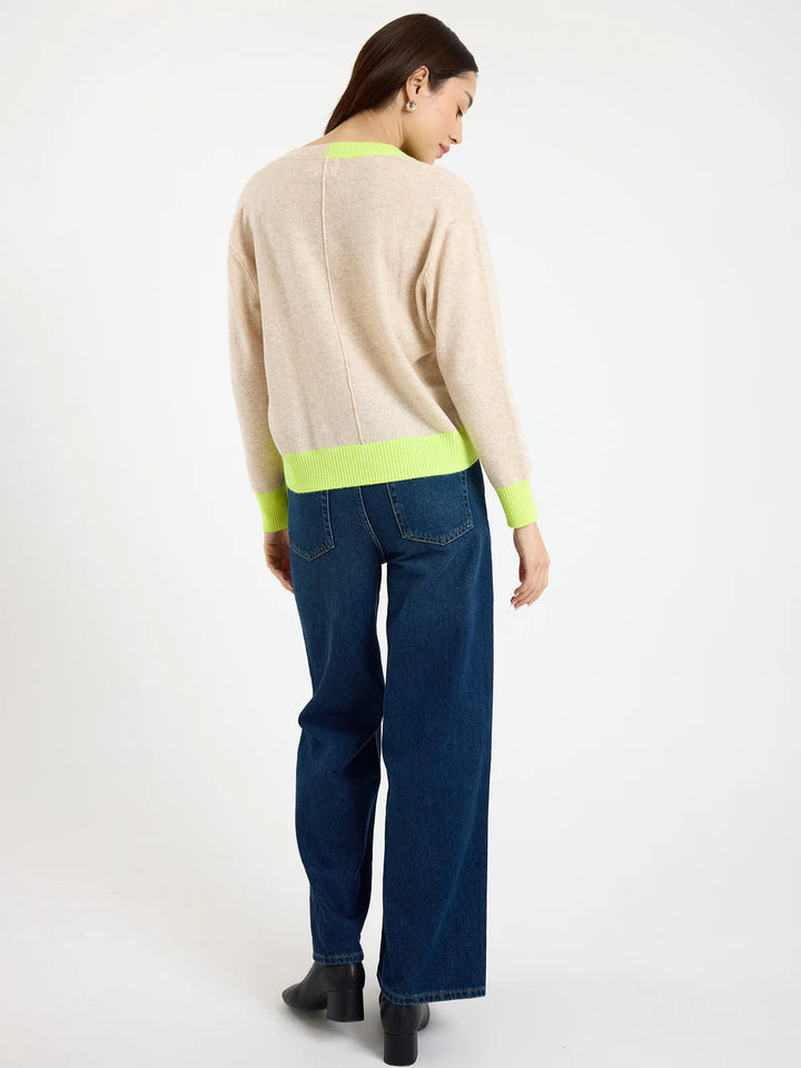 Color Pop Maria Cashmere V Neck Jumper - Cygnet