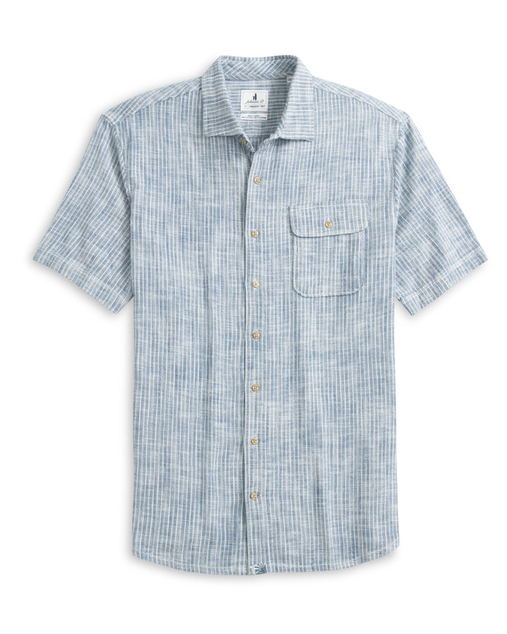 Short Sleeve Button Down - Ennis Indigo Dyed Stripe