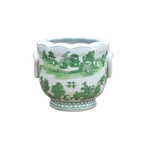 BMH - Green Chinoiserie Cachepot Planter