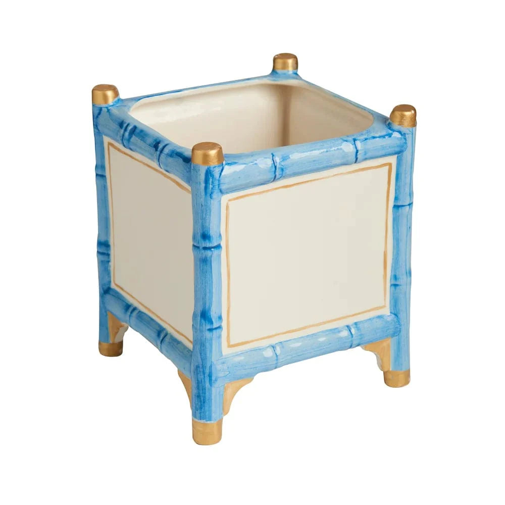 BMH - Blue/Gold Bamboo Cachepot Planter, S (2)